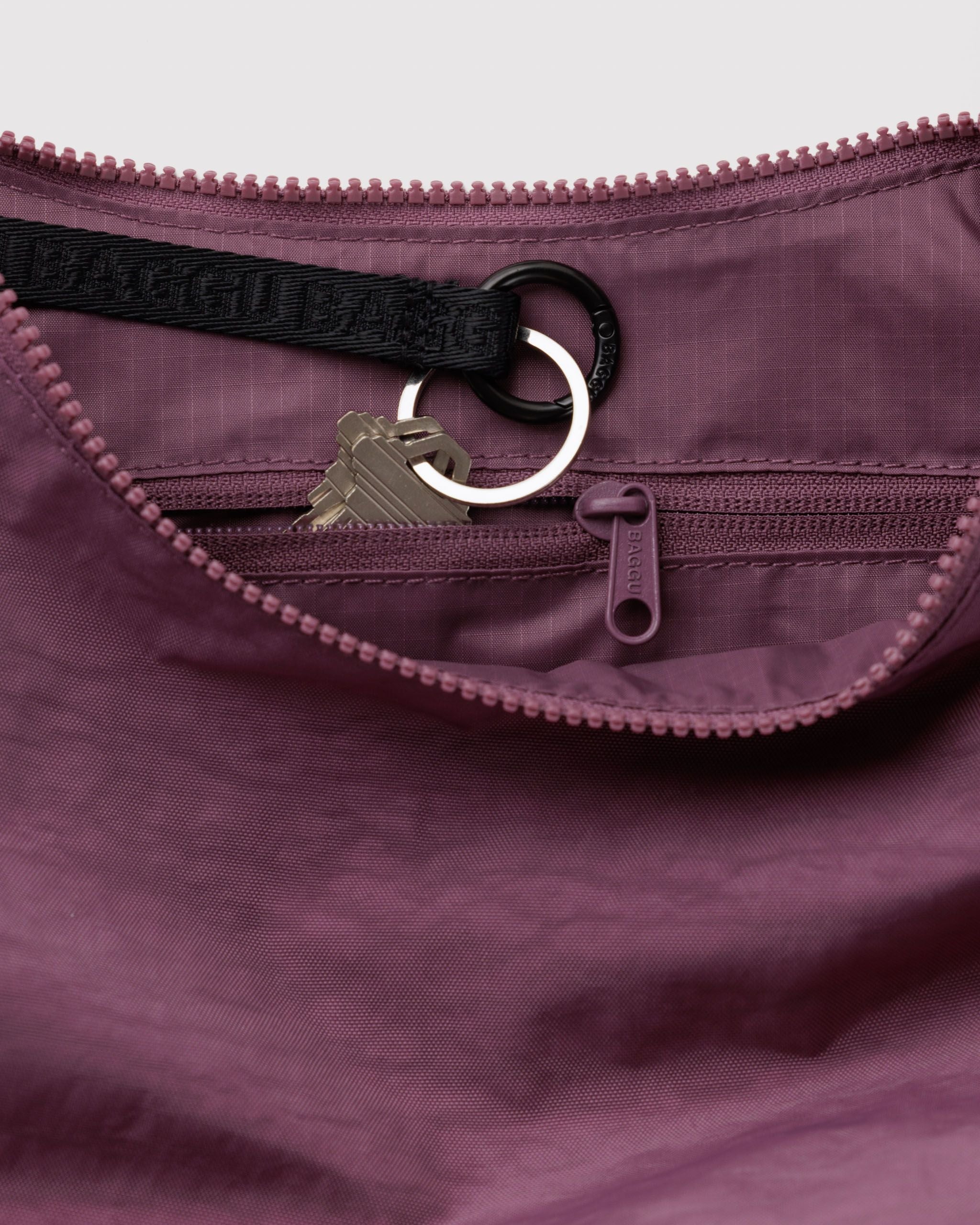 Medium Nylon Crescent Bag in Wild Plum - Hands Free Everyday Carry