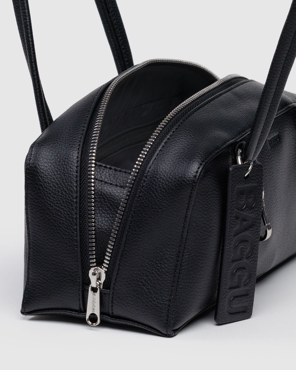 Small Recycled Leather Bowler Bag in Black - Hands Free Everyday Carry