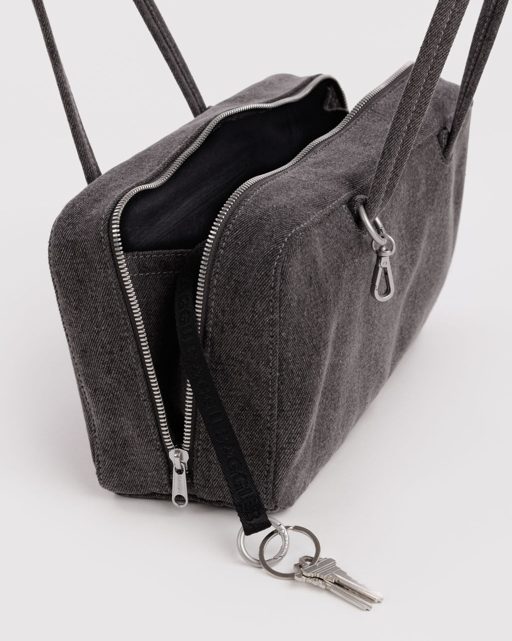 Denim Bowler Bag in Washed Black Denim - Hands Free Everyday Carry