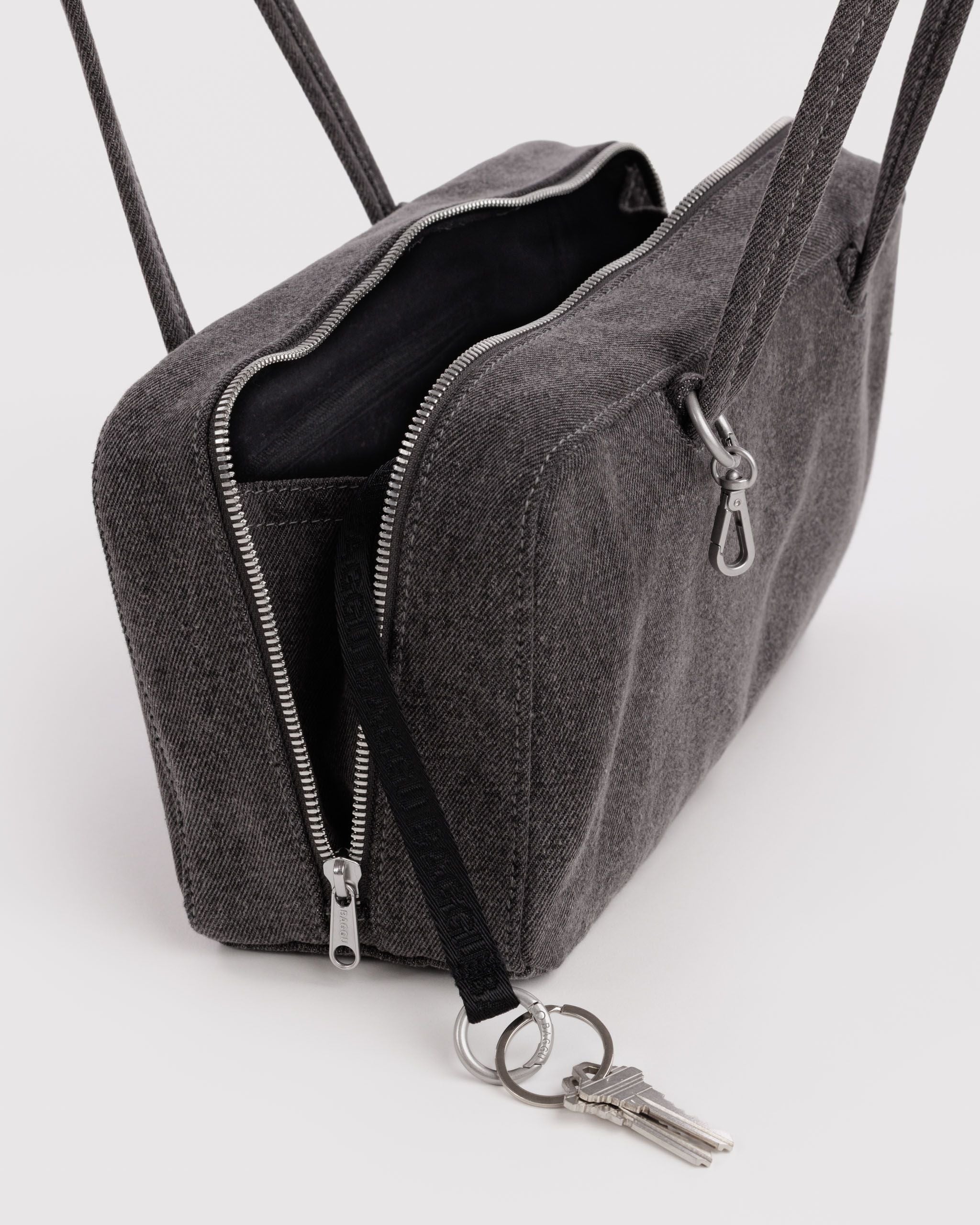 Denim Bowler Bag in Washed Black Denim - Hands Free Everyday Carry