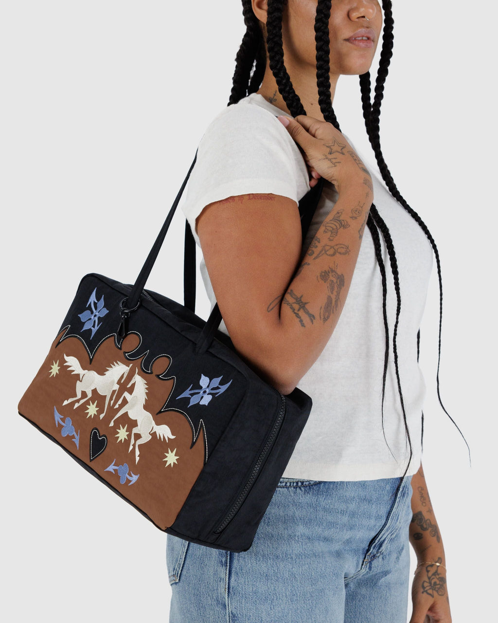 Medium Nylon Bowler Bag - Sale in Western Applique