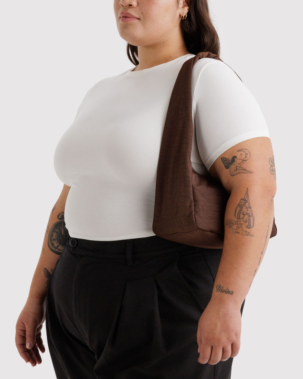 Small Nylon Meringue Bag in Coffee - Hands Free Everyday Carry