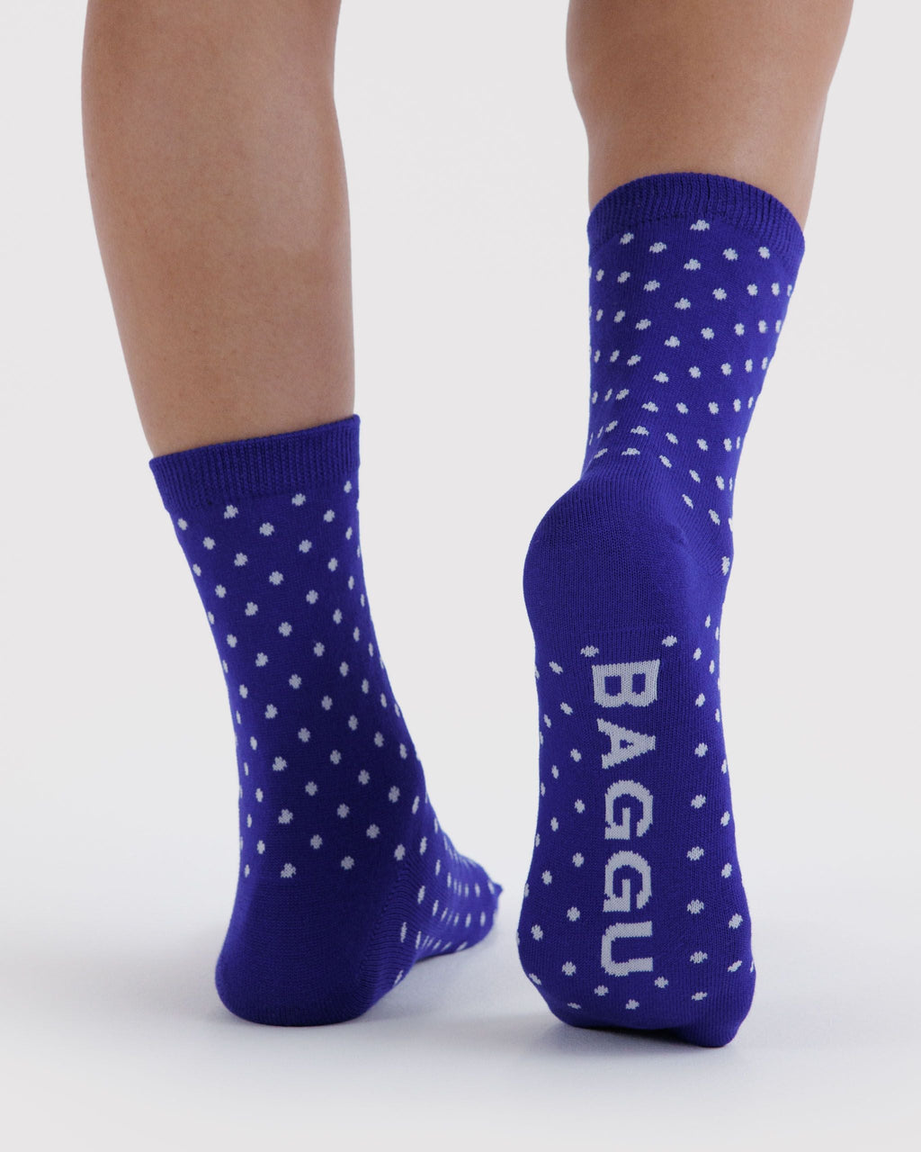 Crew Sock in Micro Blue and White Polka Dot