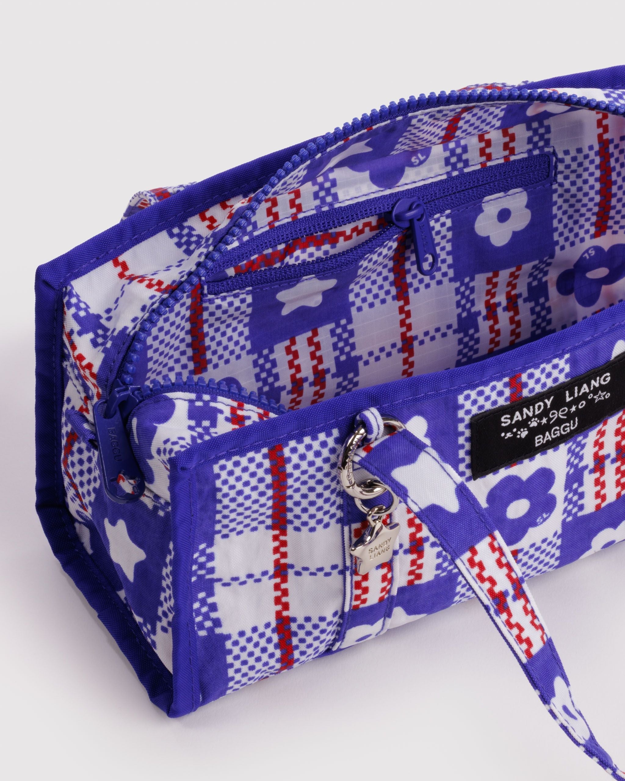 Mini Nylon Market Bag in Market Plaid Blue - Reusable Everyday Carry