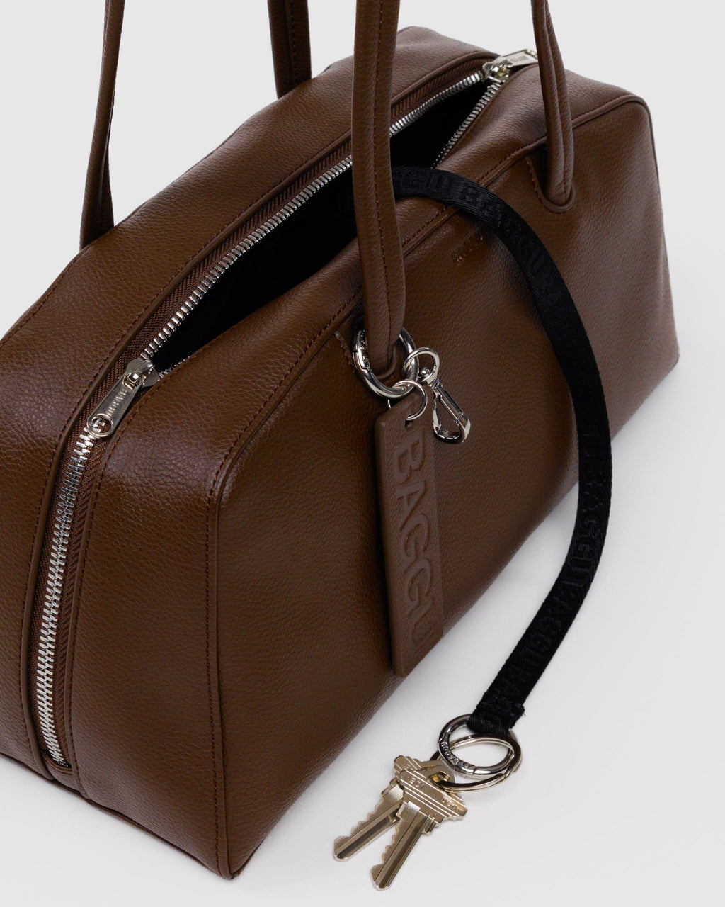 Recycled Leather Bowler Bag in Brown - Hands Free Everyday Carry