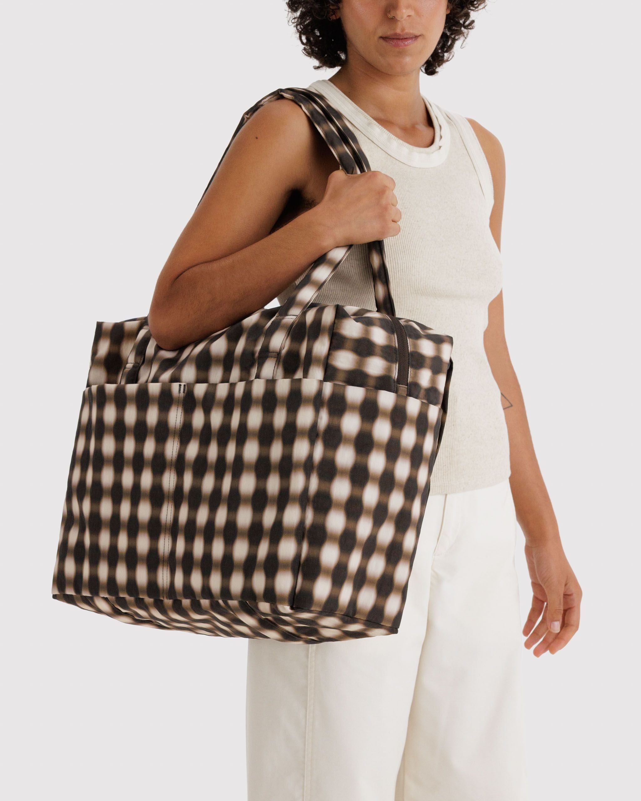 Cloud Carry-On in Blurred Gingham Brown - Organized Travel Carry