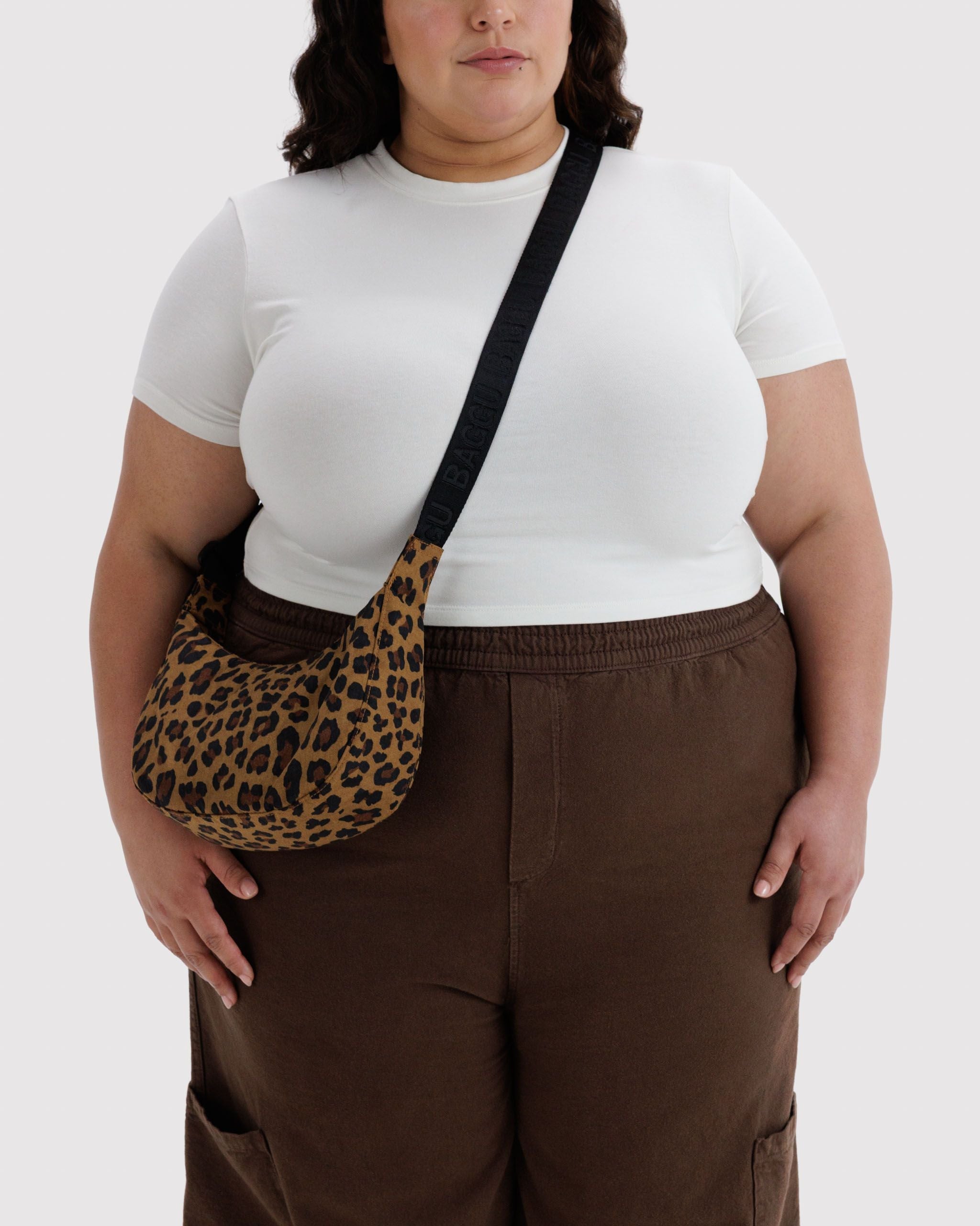 Small Nylon Crescent Bag in Leopard - Hands Free Everyday Carry
