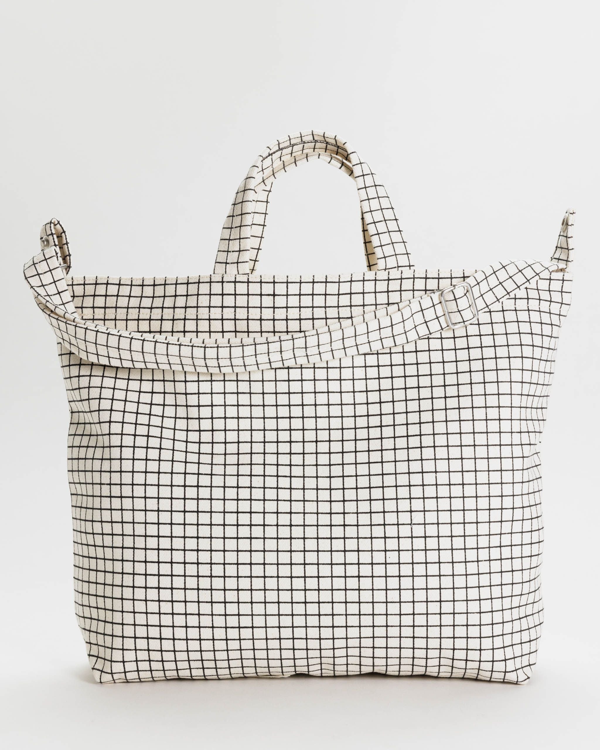 Horizontal Zip Duck Bag - Natural Grid
