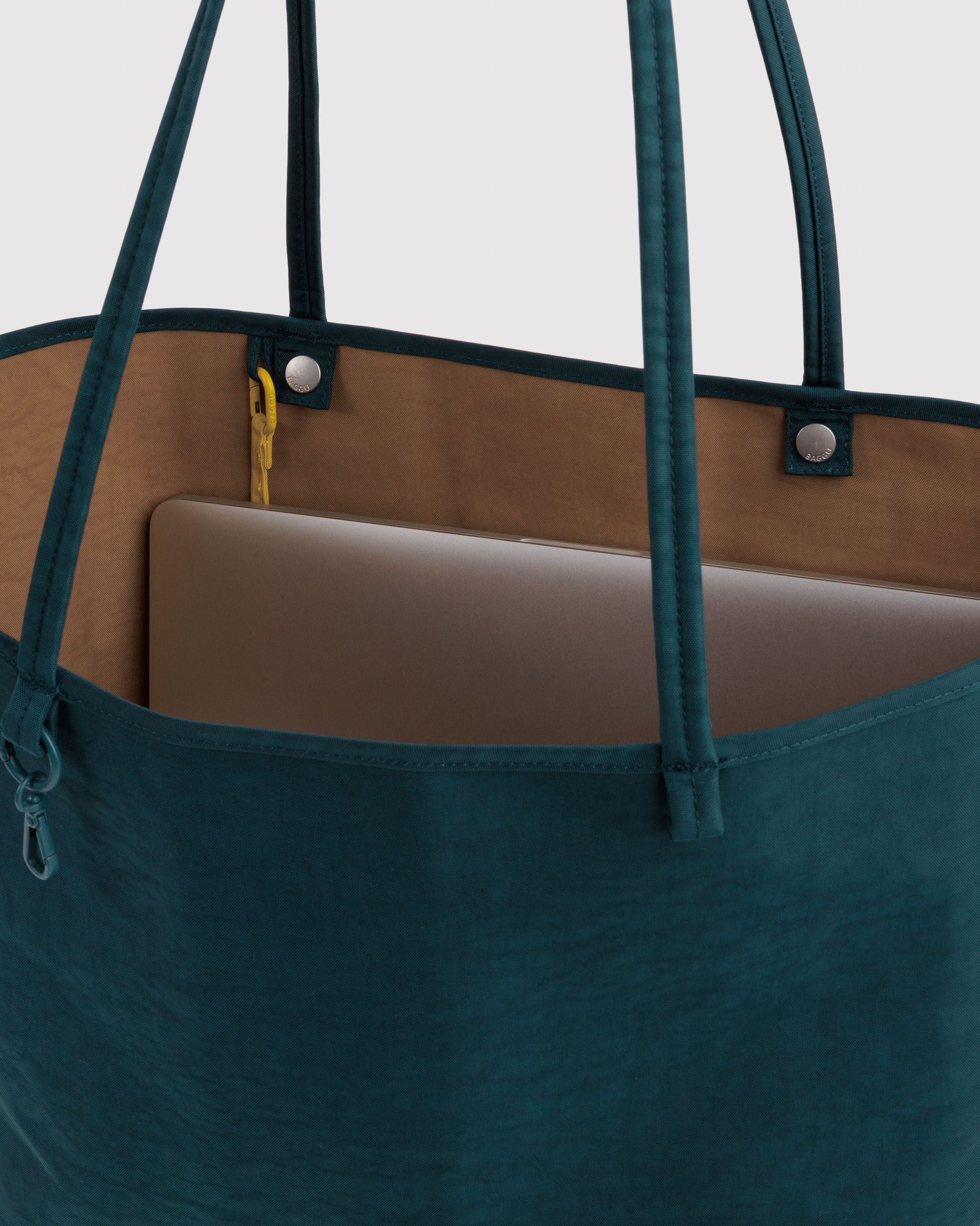 Large Nylon Reversible Tote in Deep Sea Mix - Roomy Everyday Carry