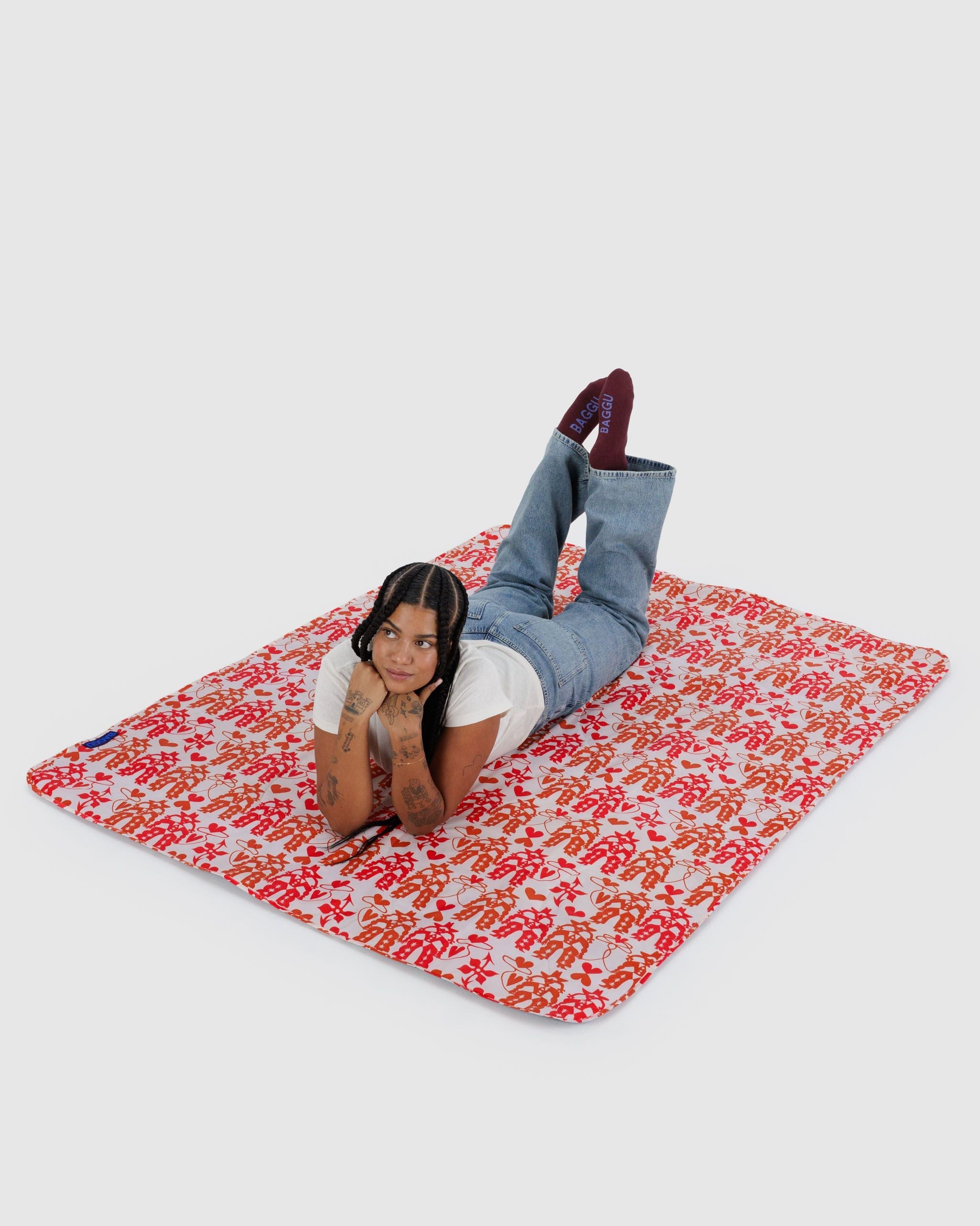 Puffy Picnic Blanket in Cowgirl - Comfortable Outdoor Lounging