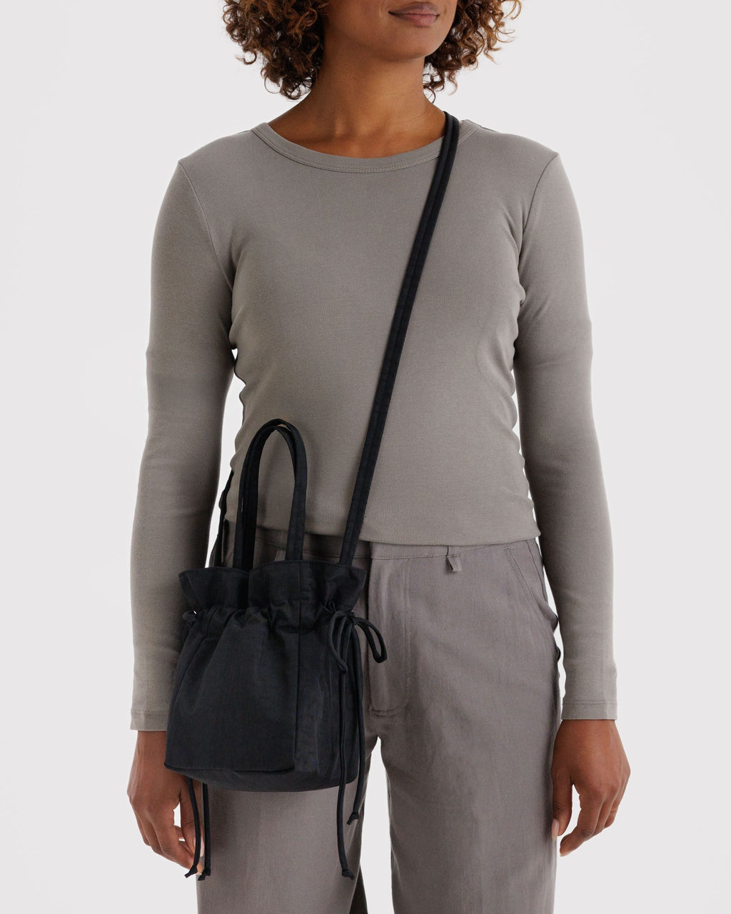 Nylon Drawstring Bag in Black - Hands Free Everyday Carry