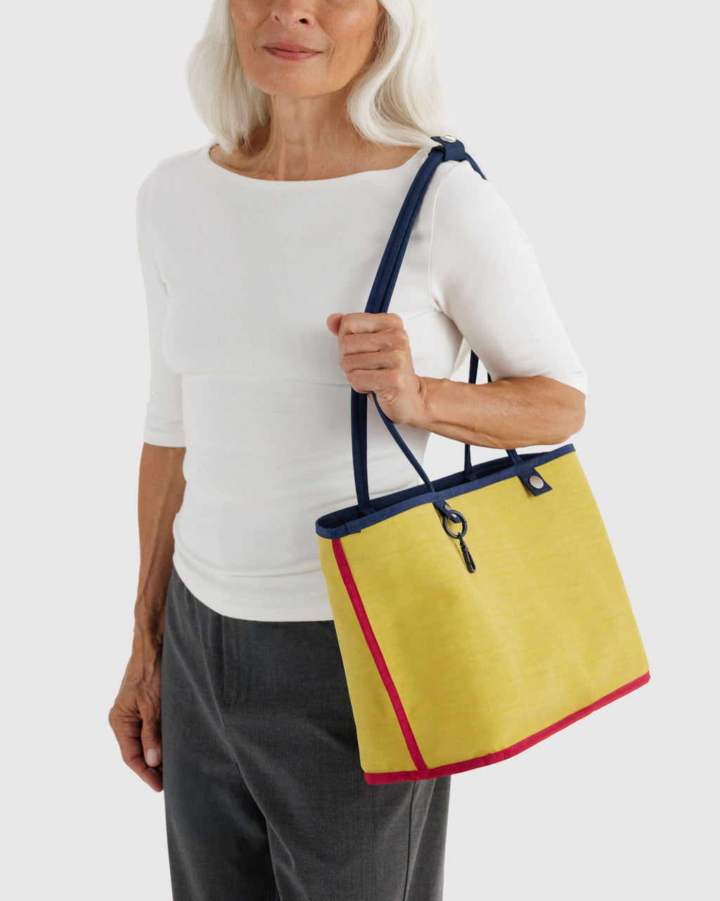 Medium Nylon Reversible Tote in Navy Mix - Roomy Everyday Carry