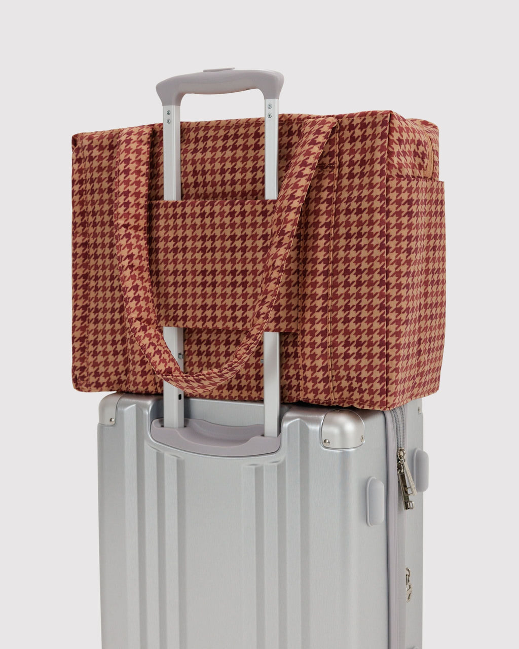 Small Cloud Carry-On in Tan Houndstooth - Organized Travel Carry