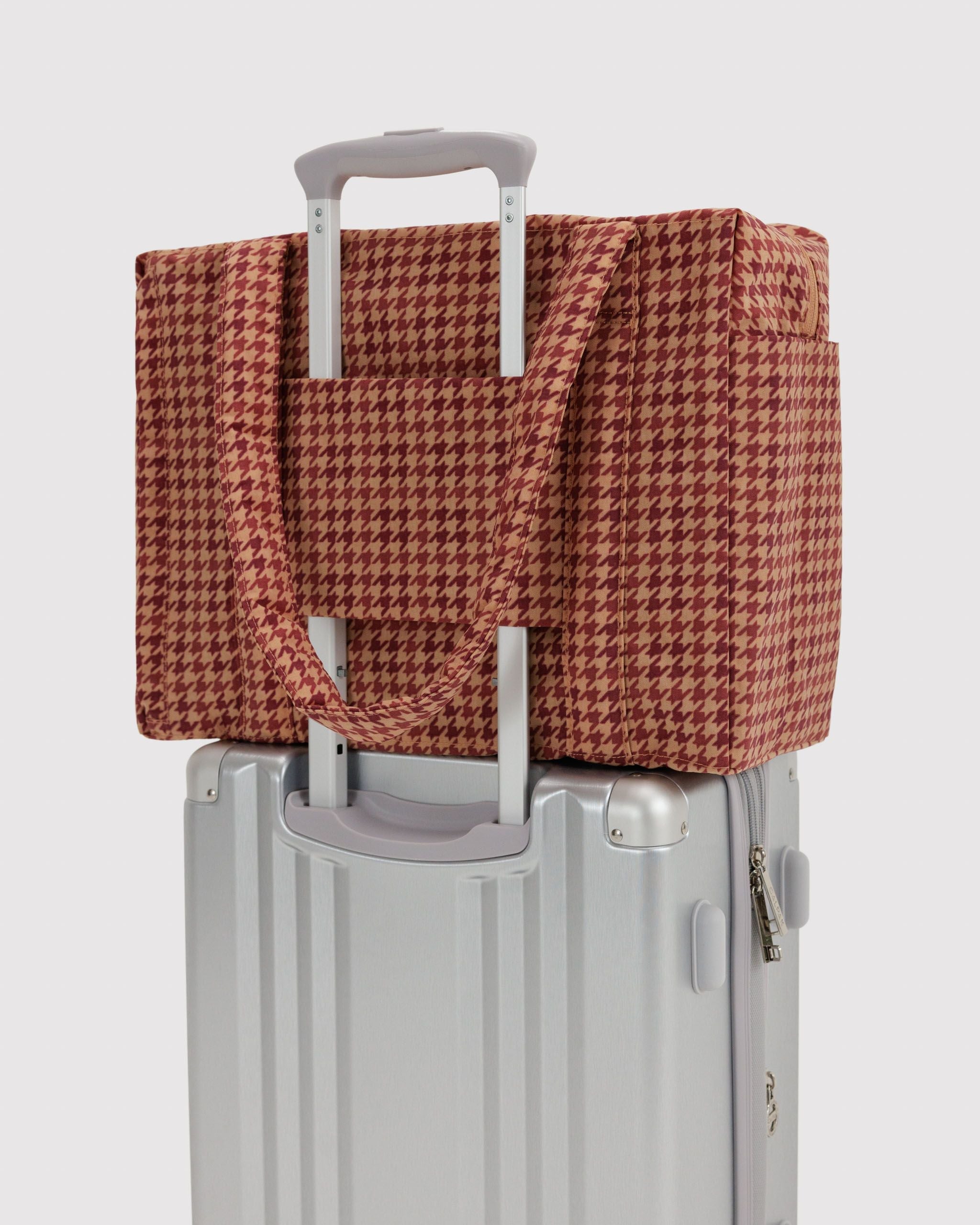 Small Cloud Carry-On in Tan Houndstooth - Organized Travel Carry