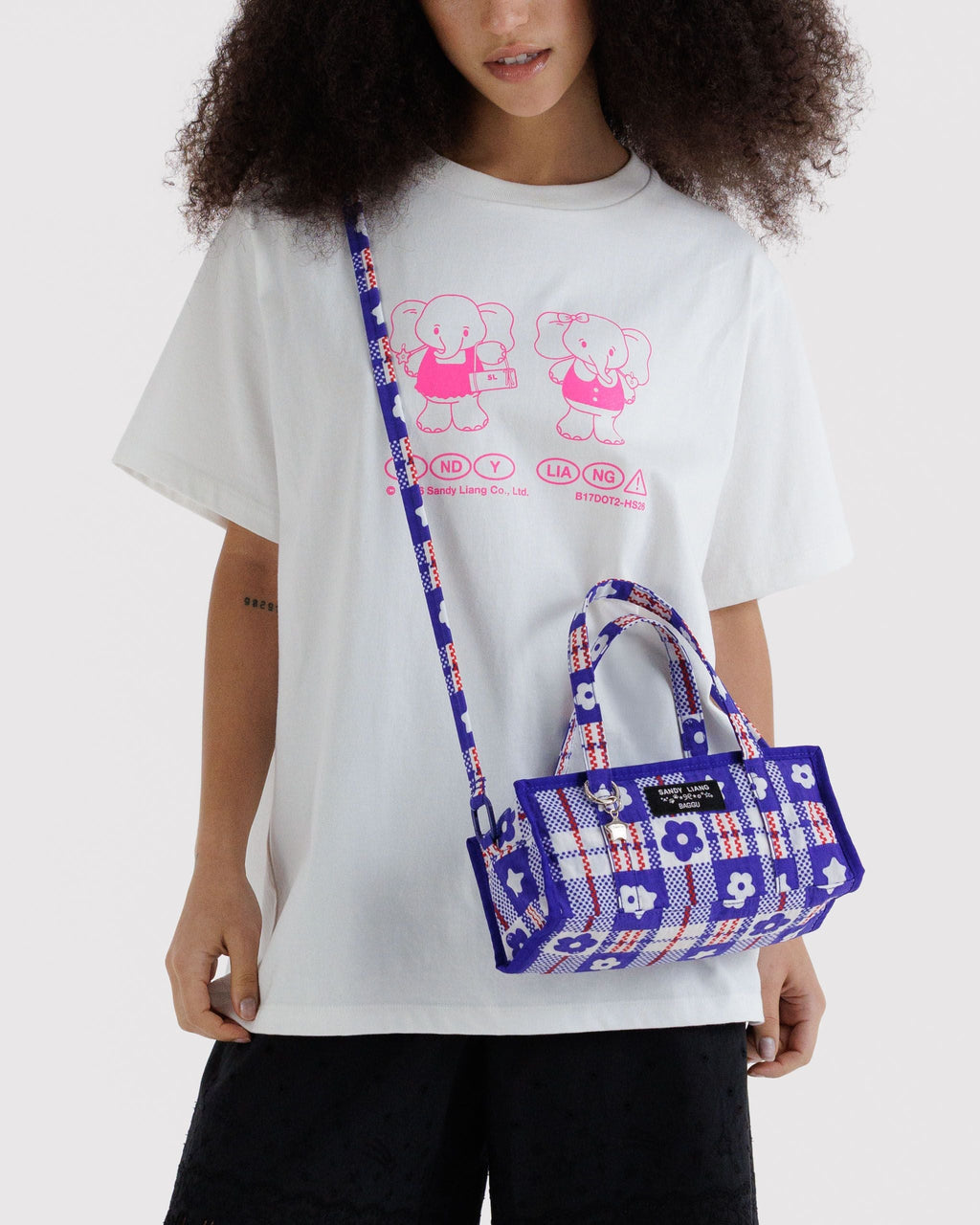 Mini Nylon Market Bag in Market Plaid Blue - Reusable Everyday Carry