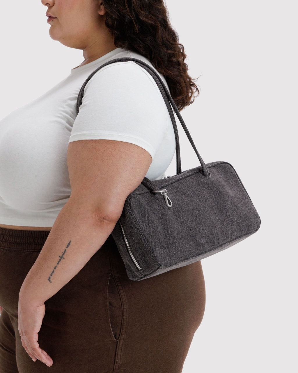 Denim Bowler Bag in Washed Black Denim - Hands Free Everyday Carry