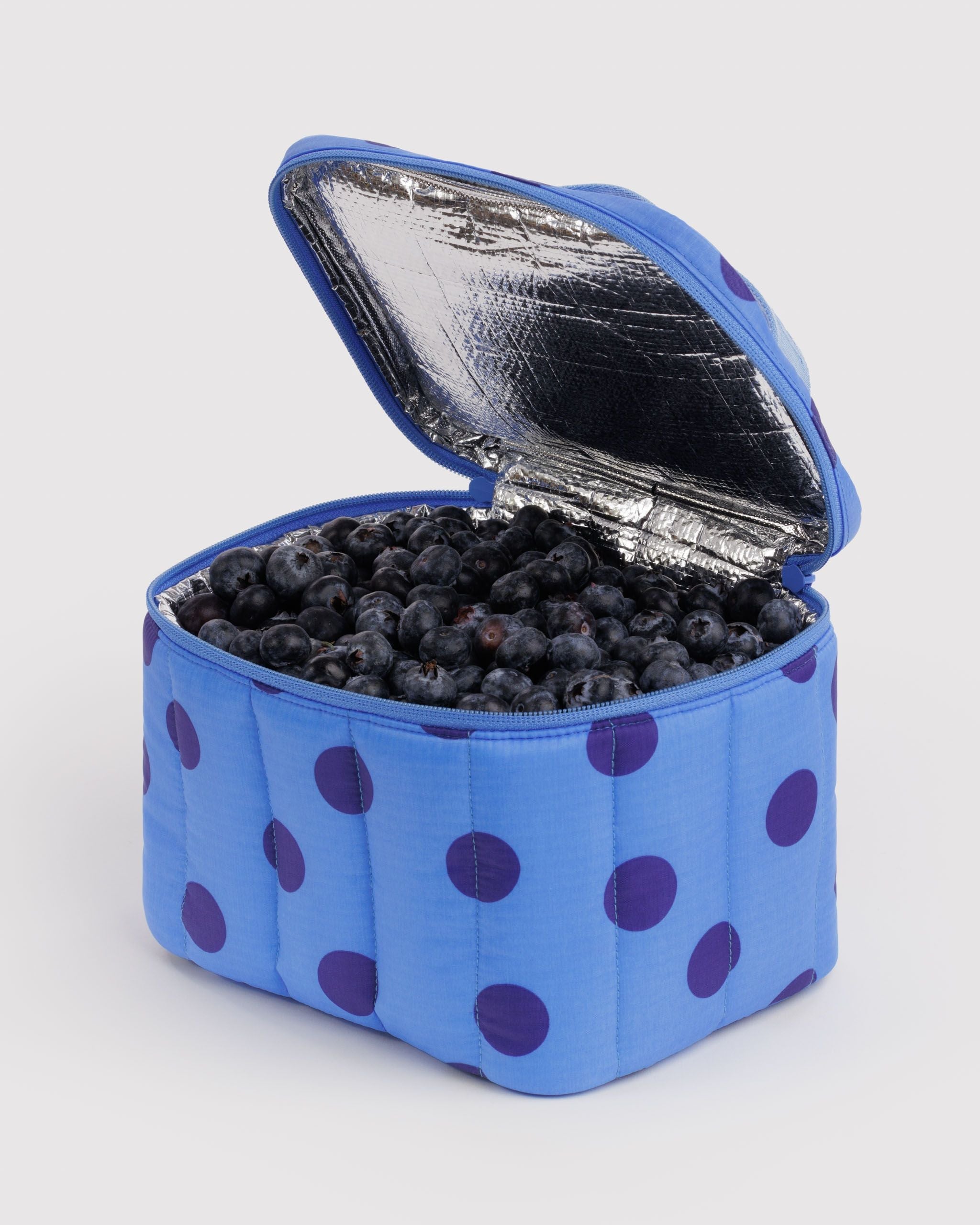 Puffy Lunch Bag in Blue Polka Dot - Insulated Meal Carry