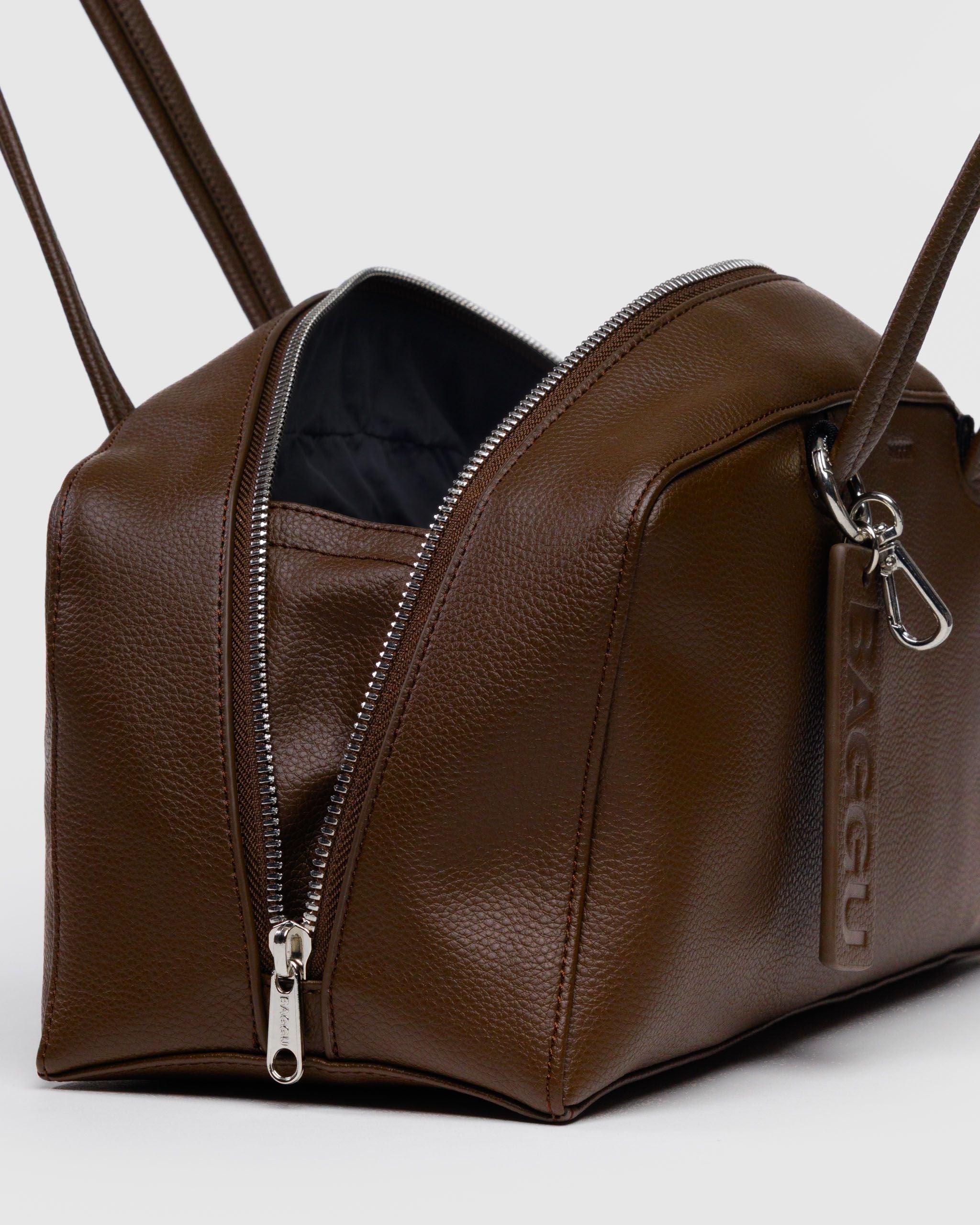 Recycled Leather Bowler Bag in Brown - Hands Free Everyday Carry