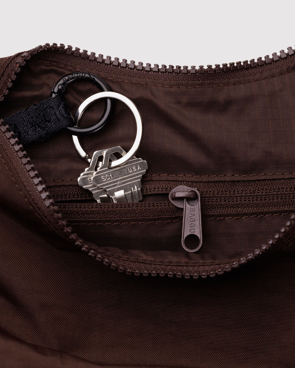 Small Nylon Crescent Bag in Coffee - Hands Free Everyday Carry