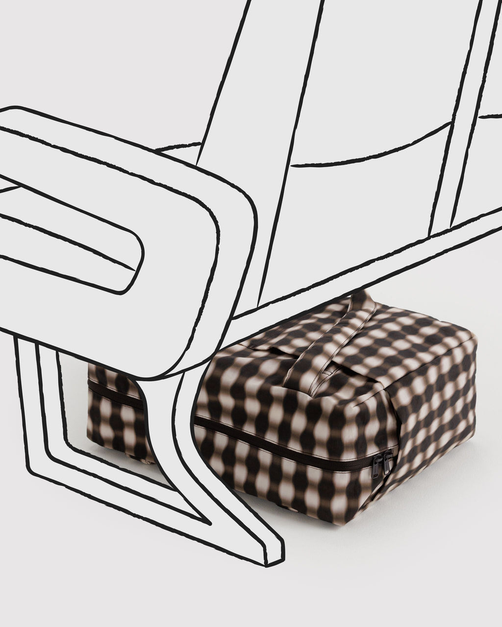 Small Cloud Carry-On in Blurred Gingham Brown - Organized Travel Carry