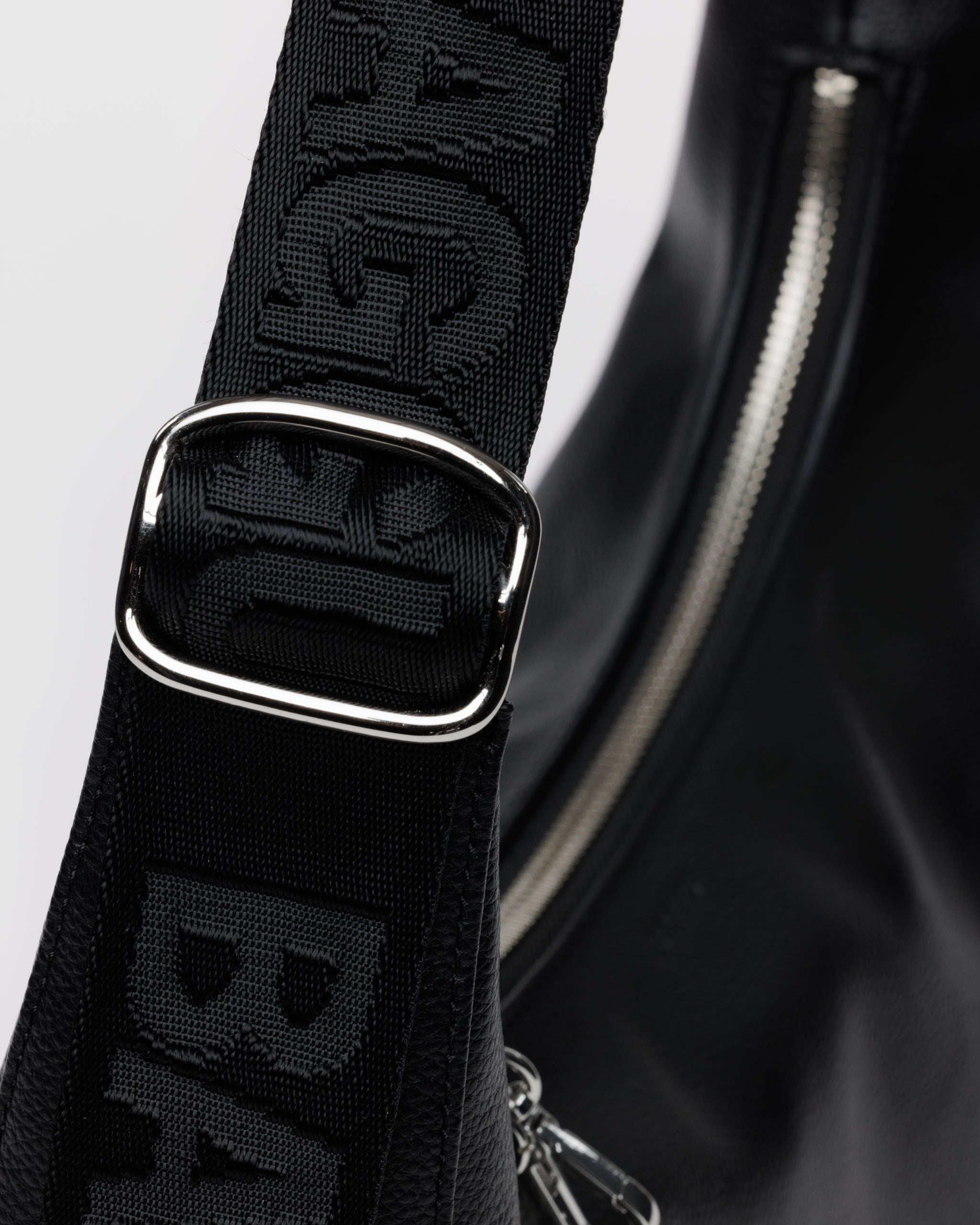 Medium Recycled Leather Crescent Bag in Black