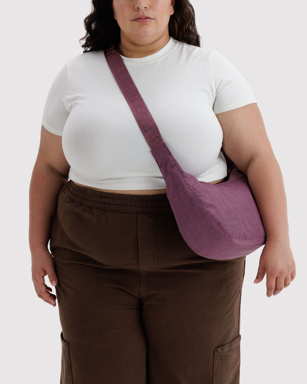 Medium Nylon Crescent Bag in Wild Plum - Hands Free Everyday Carry