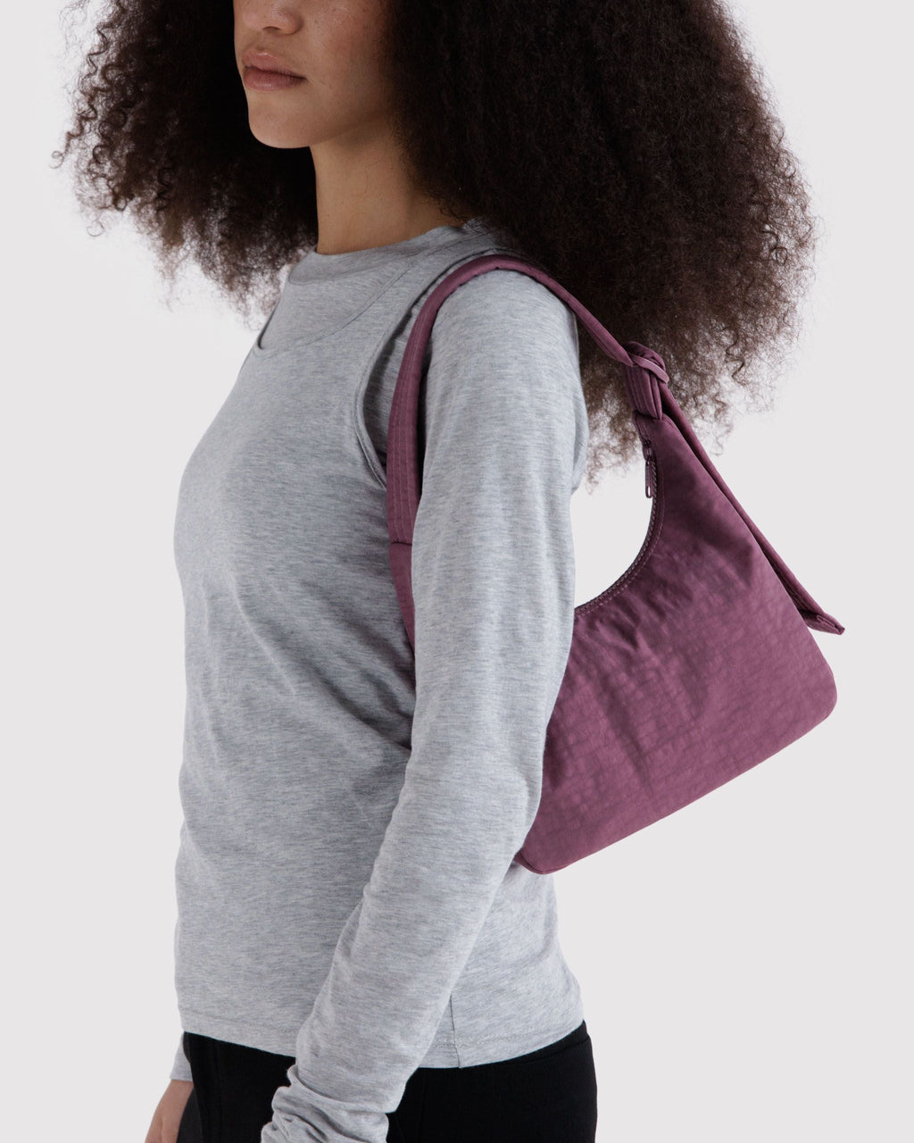 Mini Nylon Shoulder Bag in Wild Plum - Hands Free Everyday Carry