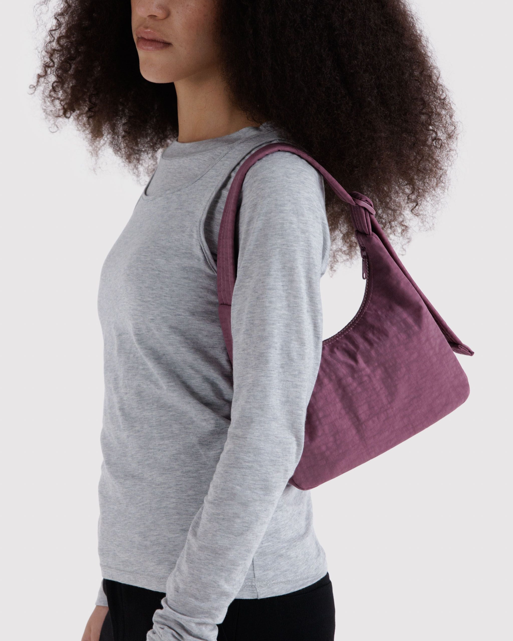 Mini Nylon Shoulder Bag in Wild Plum - Hands Free Everyday Carry