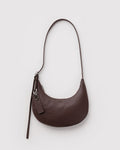 Small Recycled Leather Flat Crescent - Brown