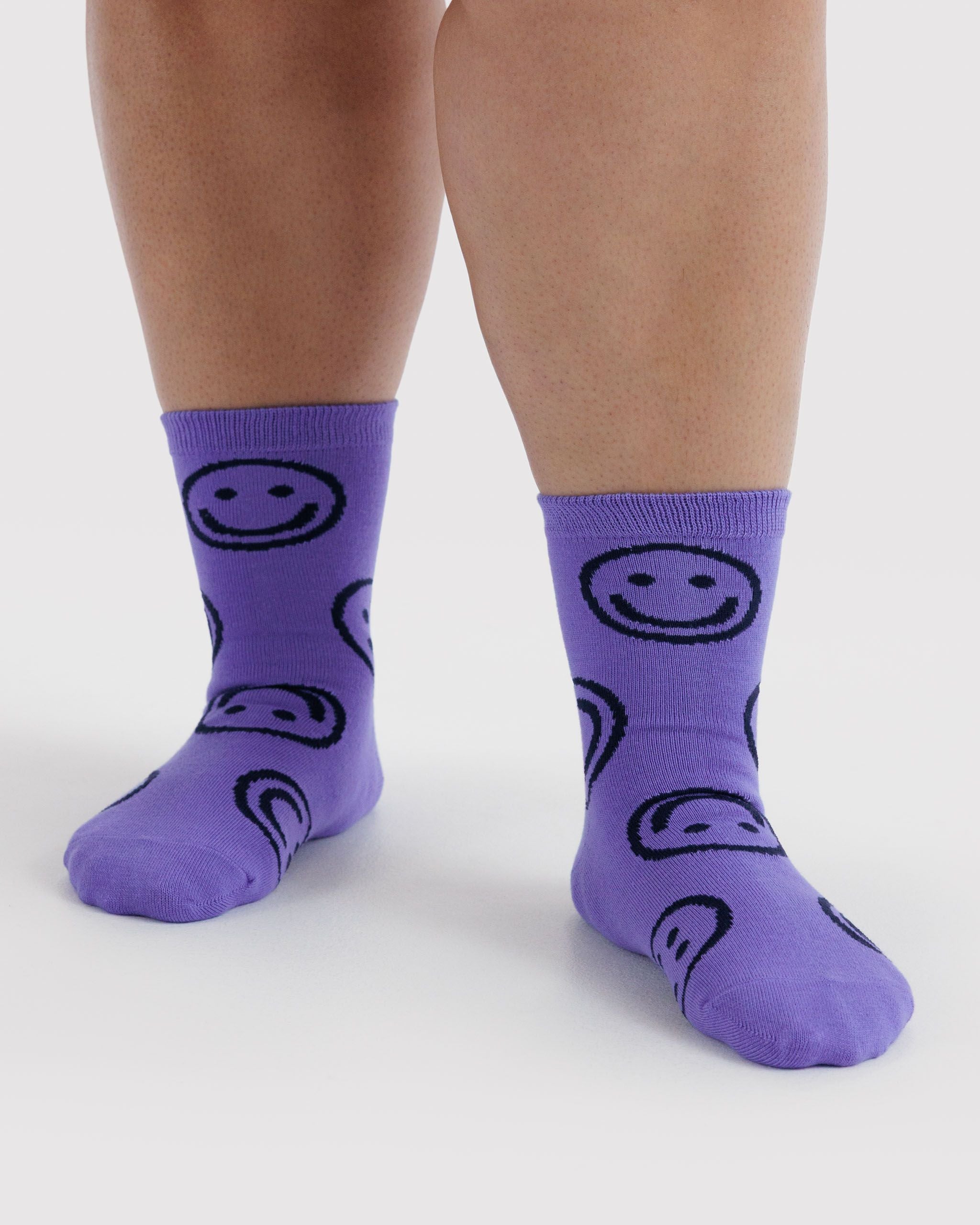 Crew Sock in Lavender Happy - Comfortable Everyday Style