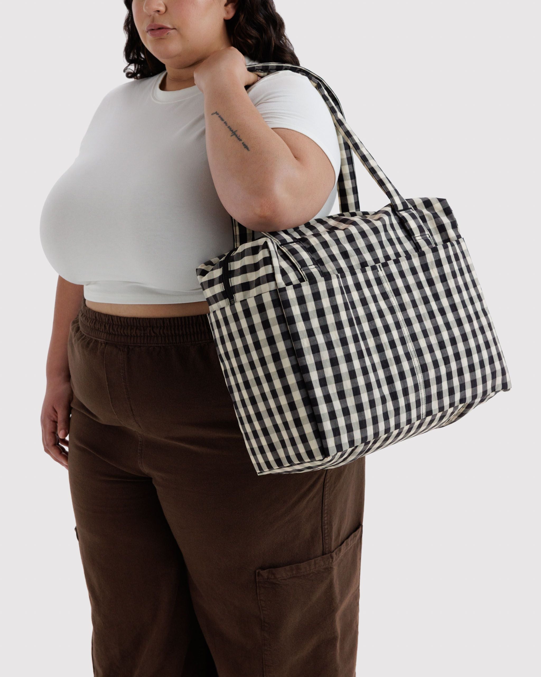 Small Cloud Carry-On in Black and Cream Gingham