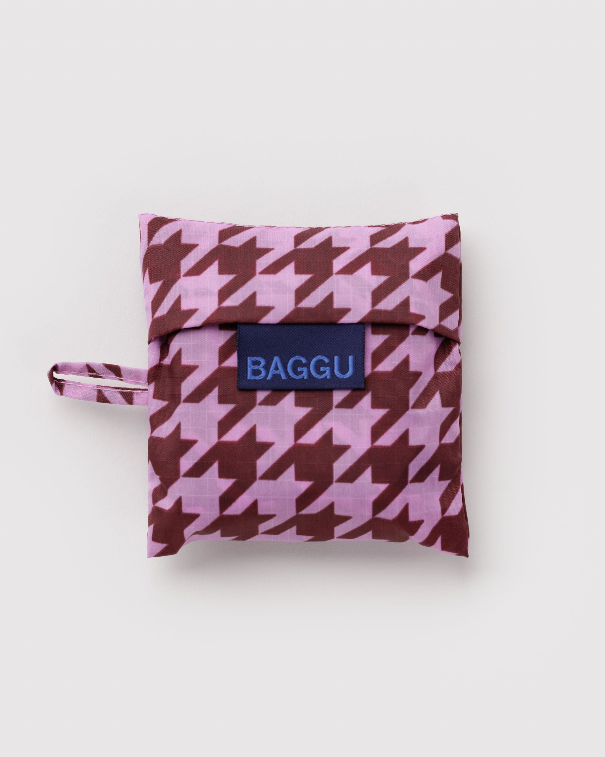 Baby Baggu in Pink Houndstooth - Reusable Everyday Carry