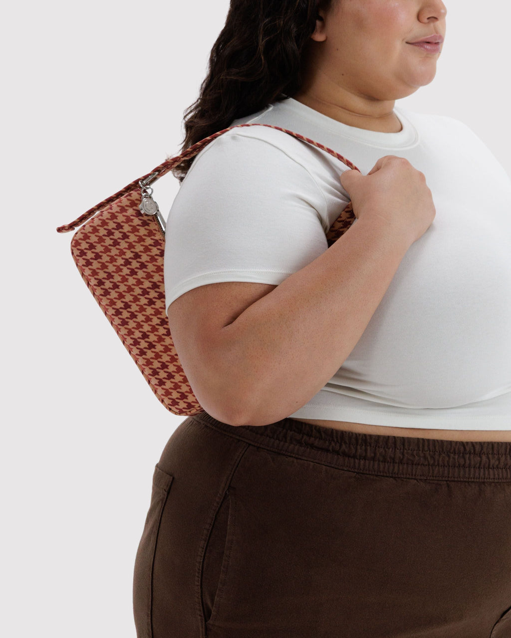 Nylon Pochette in Tan Houndstooth - Hands Free Everyday Carry