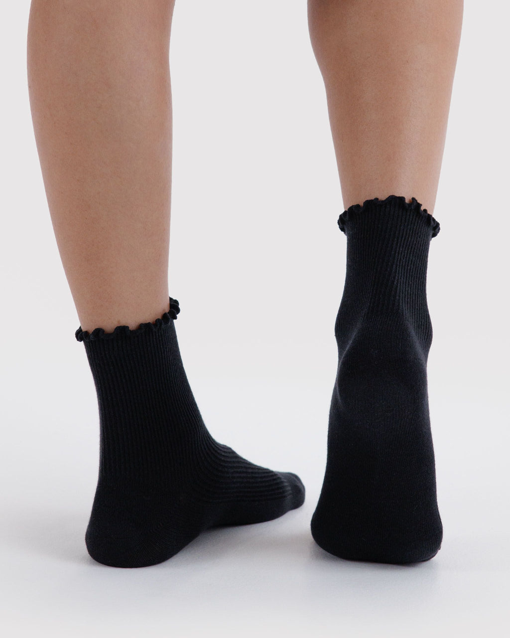 Lettuce Edge Sock Set of 2 in Black - Comfortable Everyday Style
