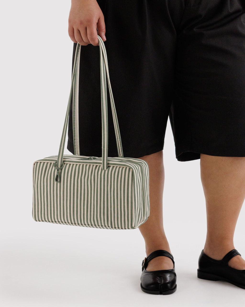 Nylon Bowler Bag in Sage Stripe - Hands Free Everyday Carry