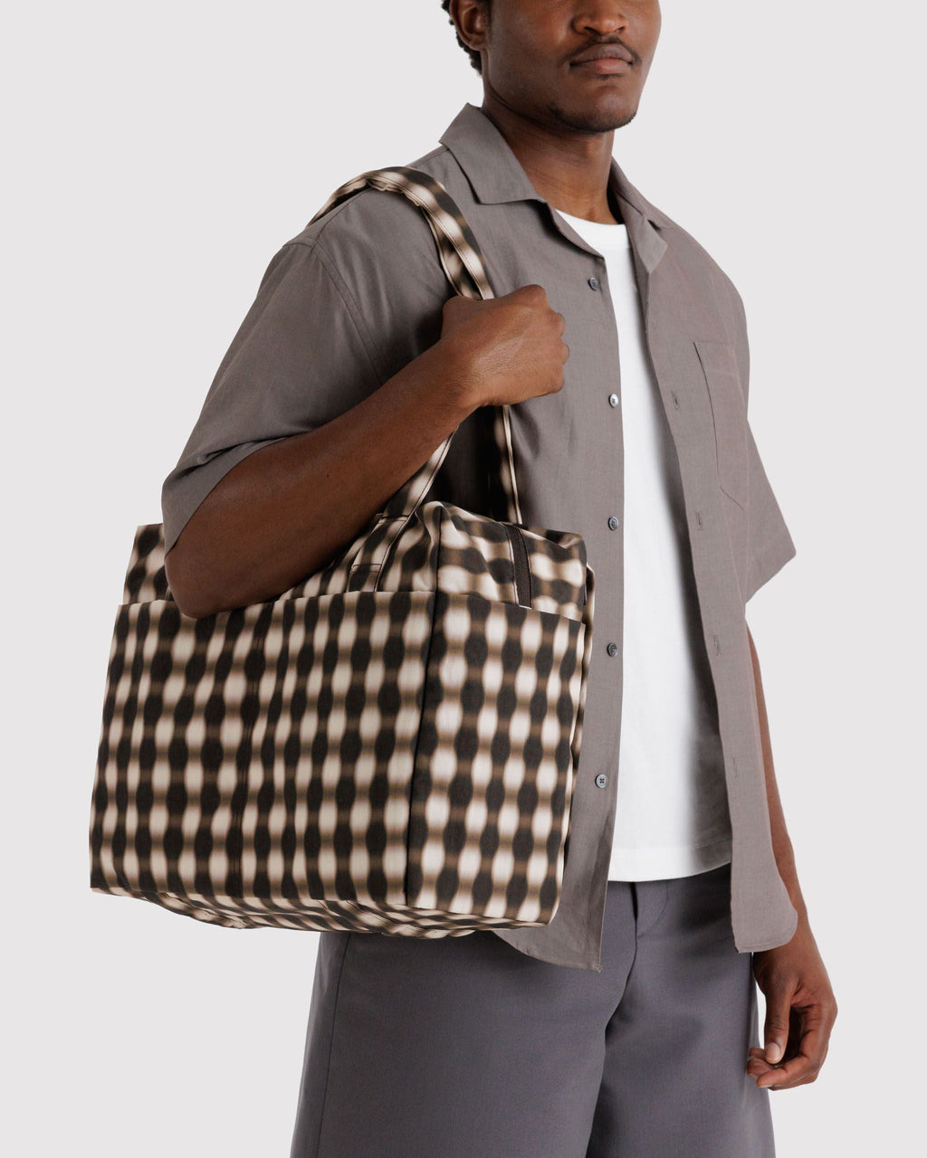 Small Cloud Carry-On in Blurred Gingham Brown - Organized Travel Carry