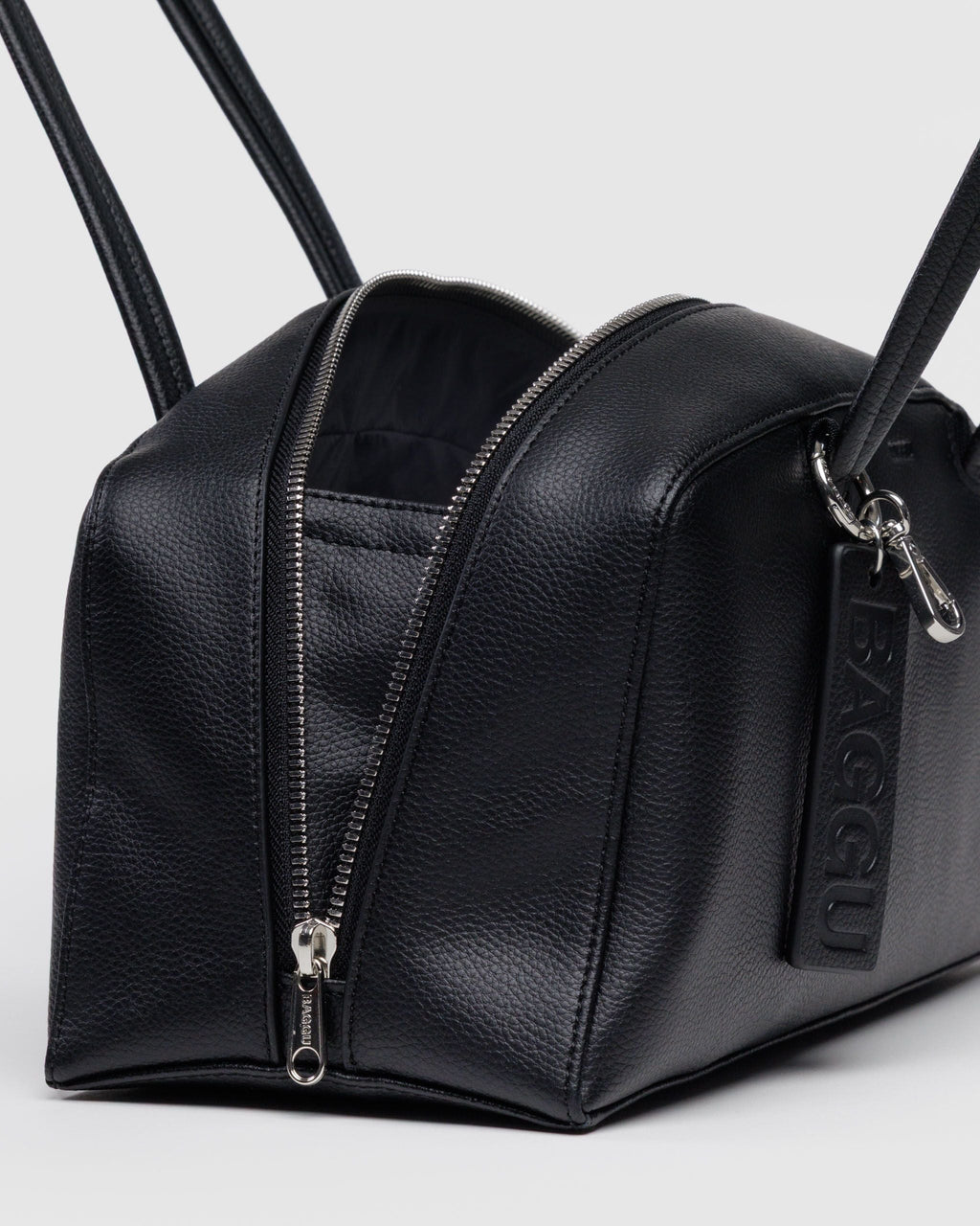 Recycled Leather Bowler Bag in Black - Hands Free Everyday Carry