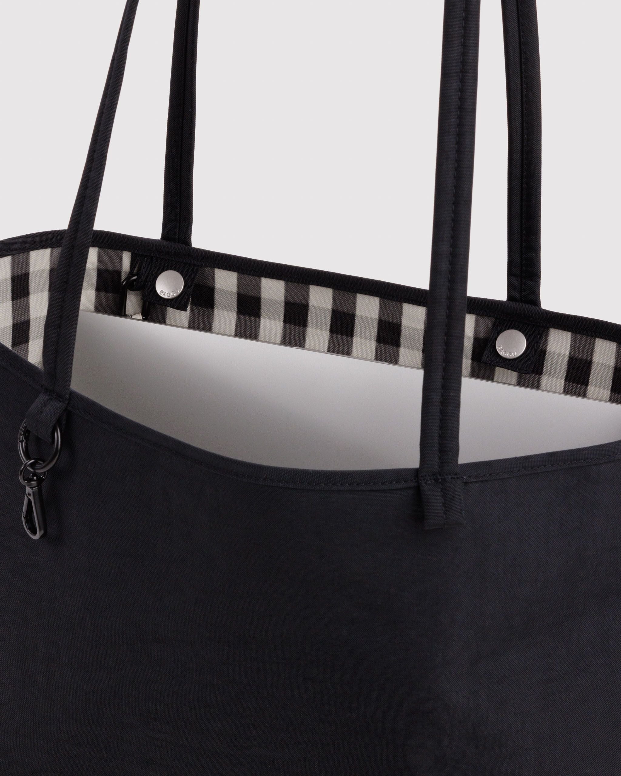 Medium Nylon Reversible Tote in Black Mix - Roomy Everyday Carry