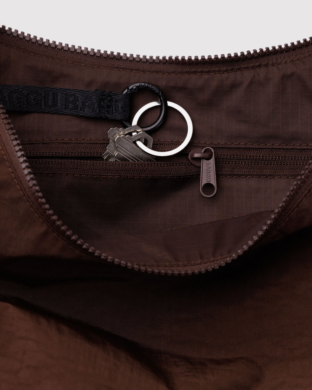 Medium Nylon Crescent Bag in Coffee - Hands Free Everyday Carry