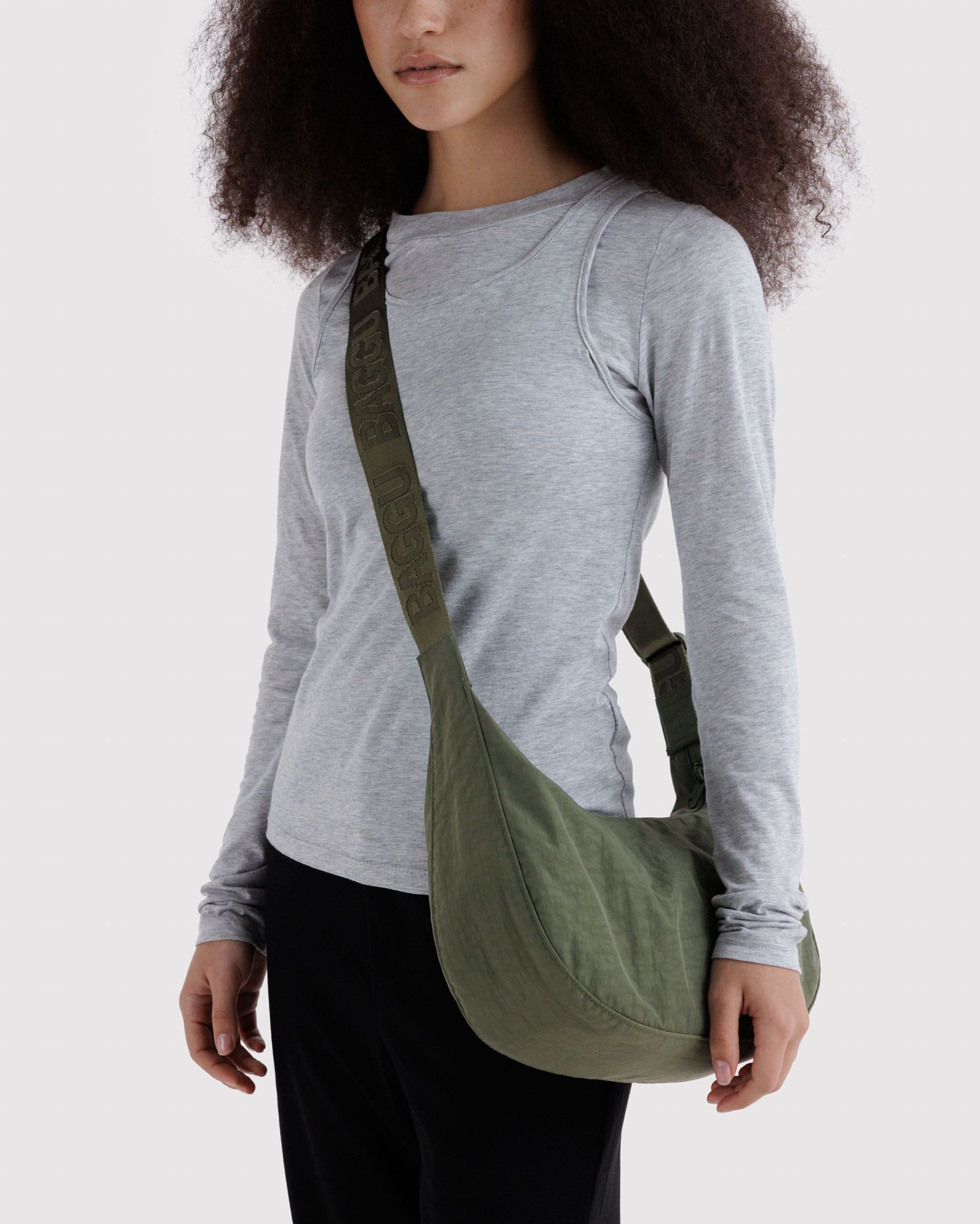 Medium Nylon Crescent Bag in Caper - Hands Free Everyday Carry