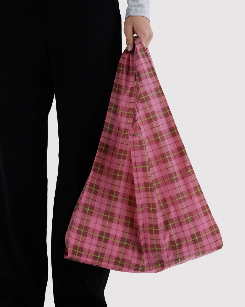 Standard Baggu in Azalea Pink Tartan - Reusable Everyday Carry