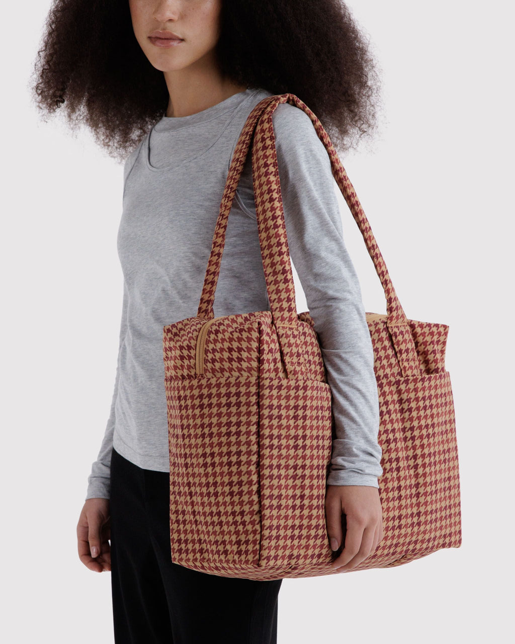 Small Cloud Carry-On in Tan Houndstooth - Organized Travel Carry
