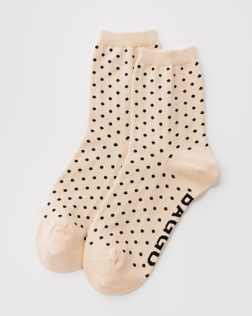 Crew Sock - Micro Cream and Black Polka Dot