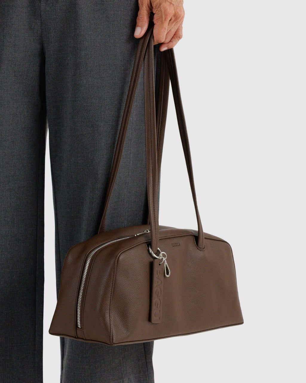 Recycled Leather Bowler Bag in Brown - Hands Free Everyday Carry
