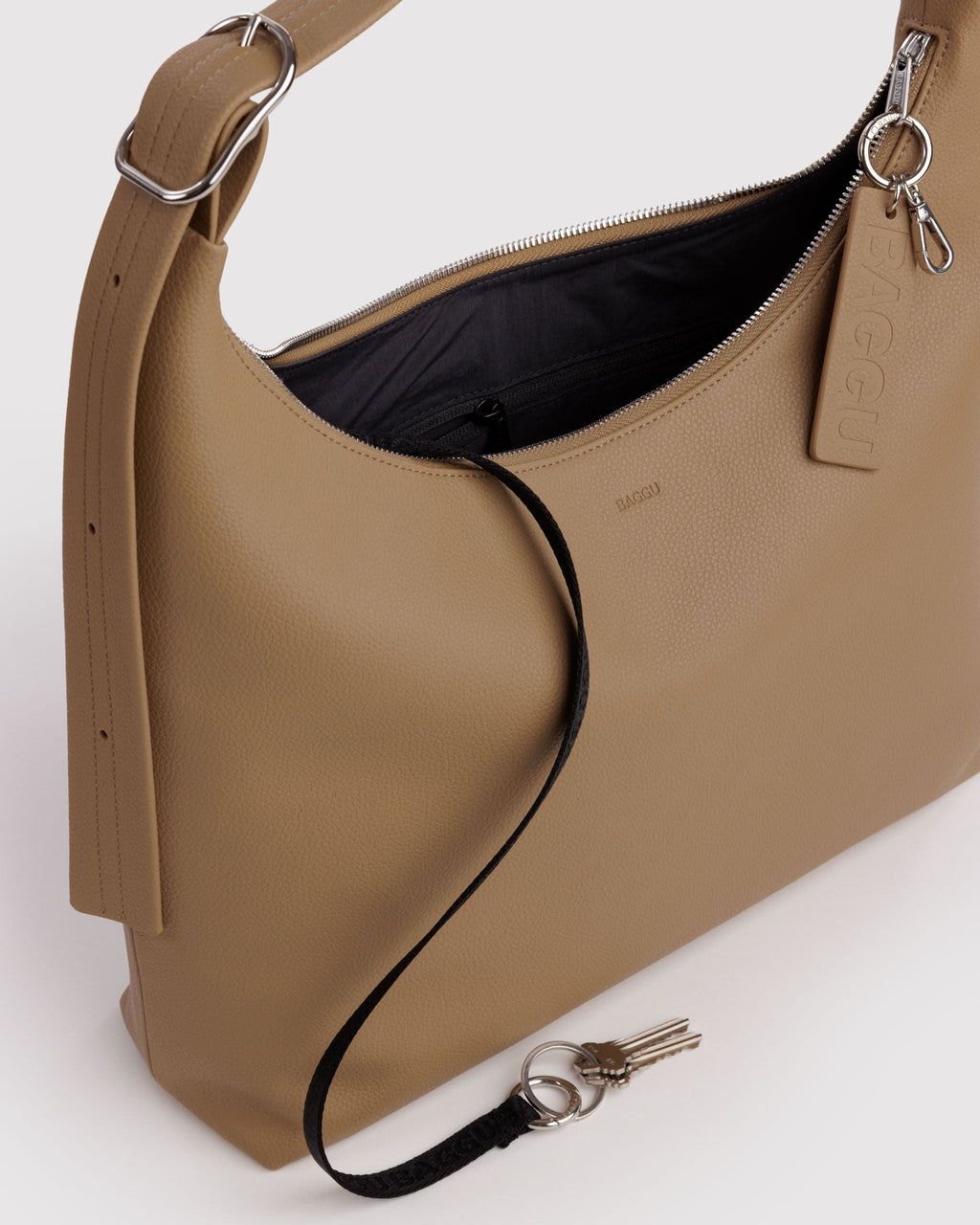 Recycled Leather Shoulder Bag in Dune - Hands Free Everyday Carry