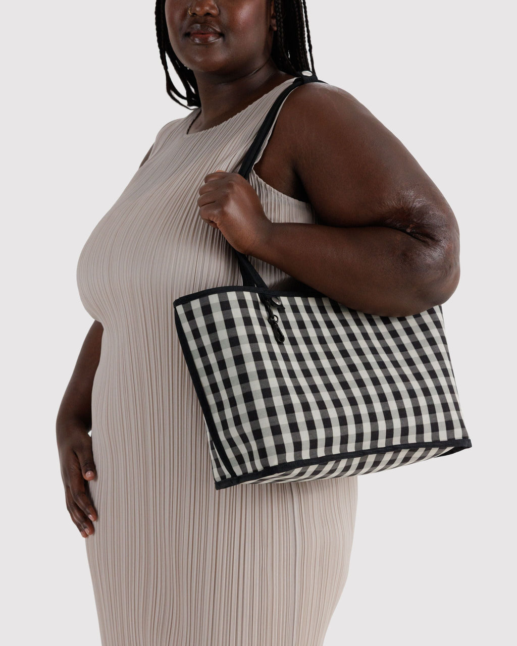 Medium Nylon Reversible Tote in Black Mix - Roomy Everyday Carry