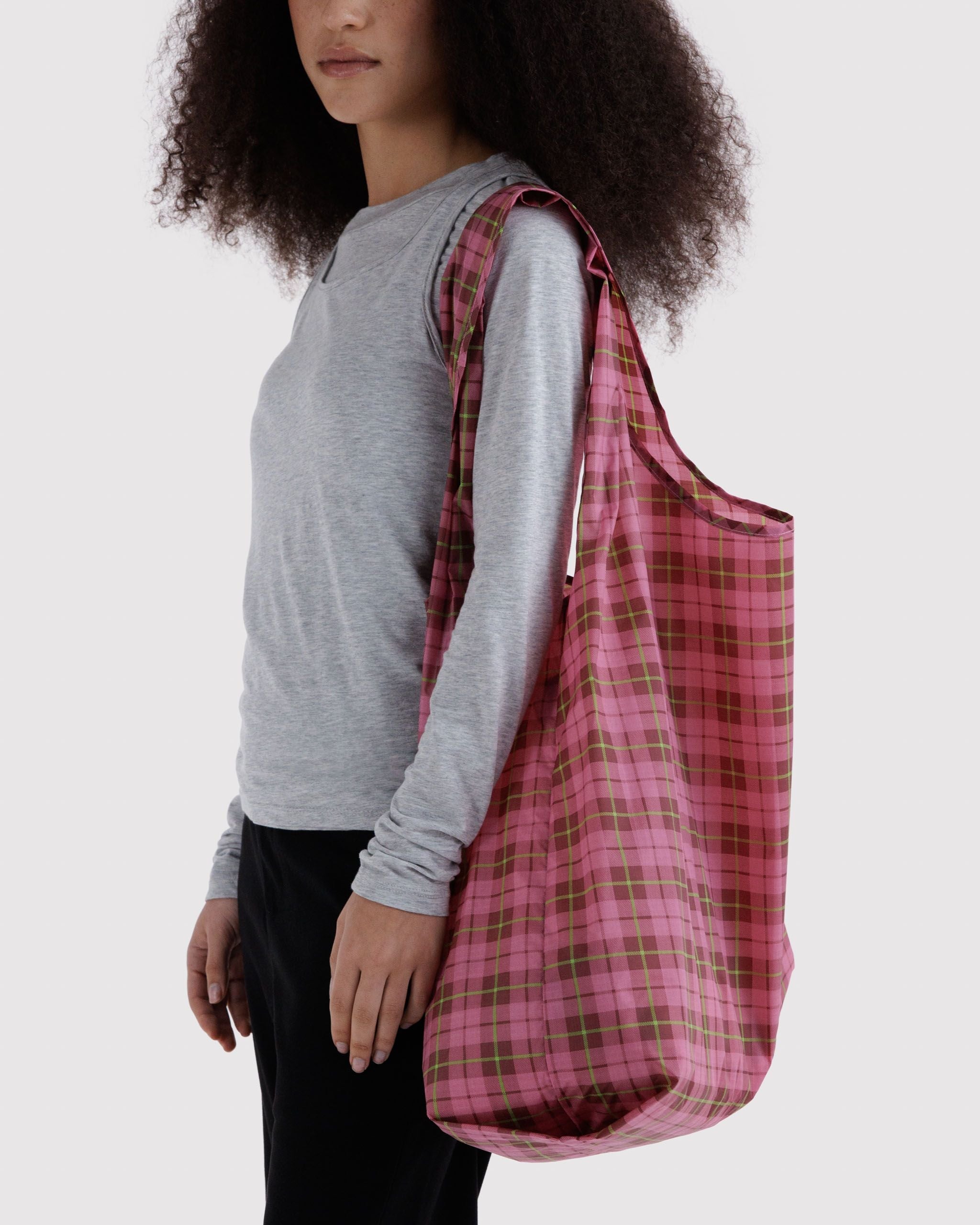 Big Baggu in Azalea Pink Tartan - Reusable Everyday Carry