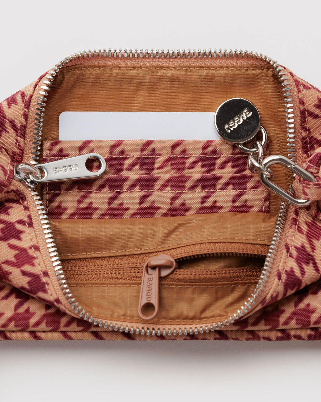 Nylon Pochette in Tan Houndstooth - Hands Free Everyday Carry