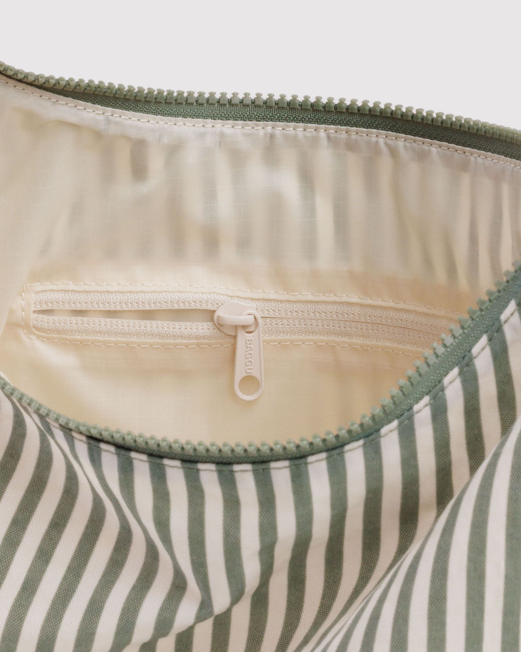 Nylon Shoulder Bag in Sage Stripe - Hands Free Everyday Carry