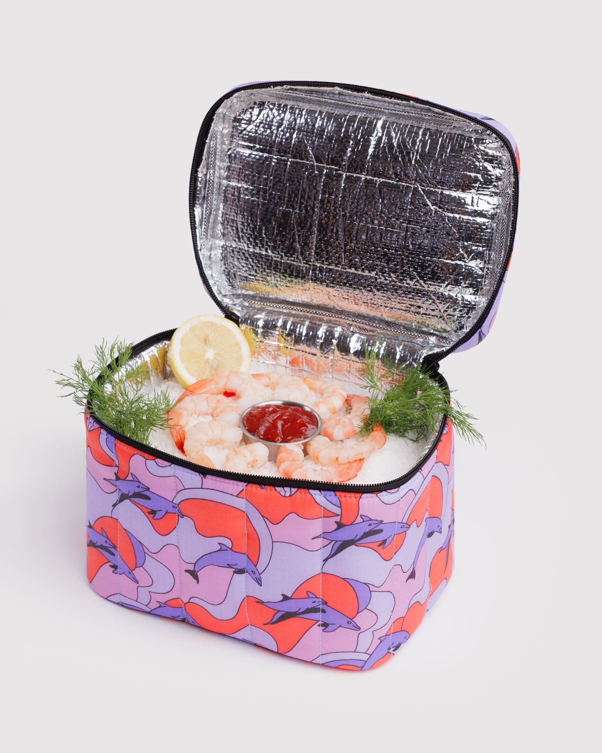 Puffy Lunch Bag in Dolphins - Insulated Meal Carry